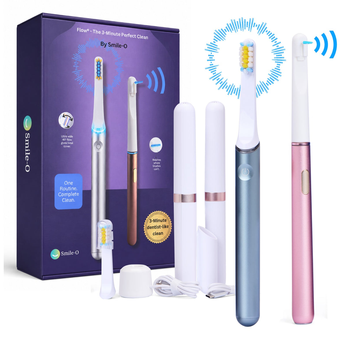 Smile-O Flow - Slim Electric Toothbrush and Flosser Set – Sonic Toothbrush for Travel, Plaque Remover for Teeth