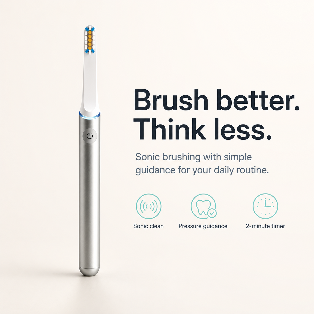 AeroBrush Pro sonic electric toothbrush with pressure guidance and 2-minute timer