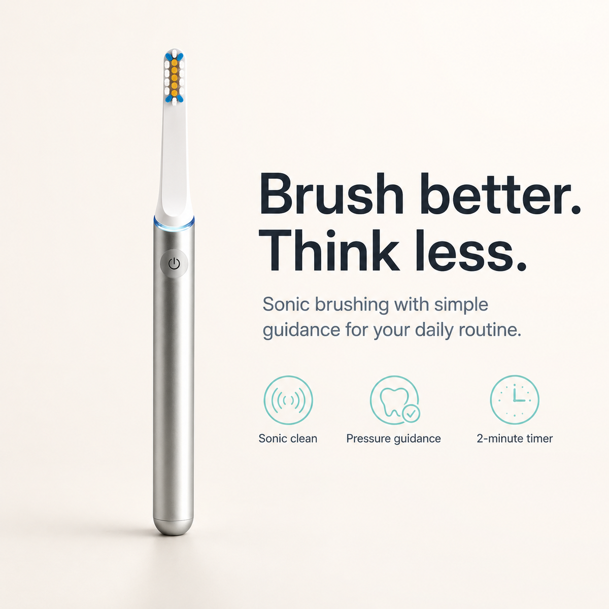 Smile-O AeroBrush Pro - Portable Sonic Electric Toothbrush – Slim Aluminium Body, Made for Travel, DuPont Bristles