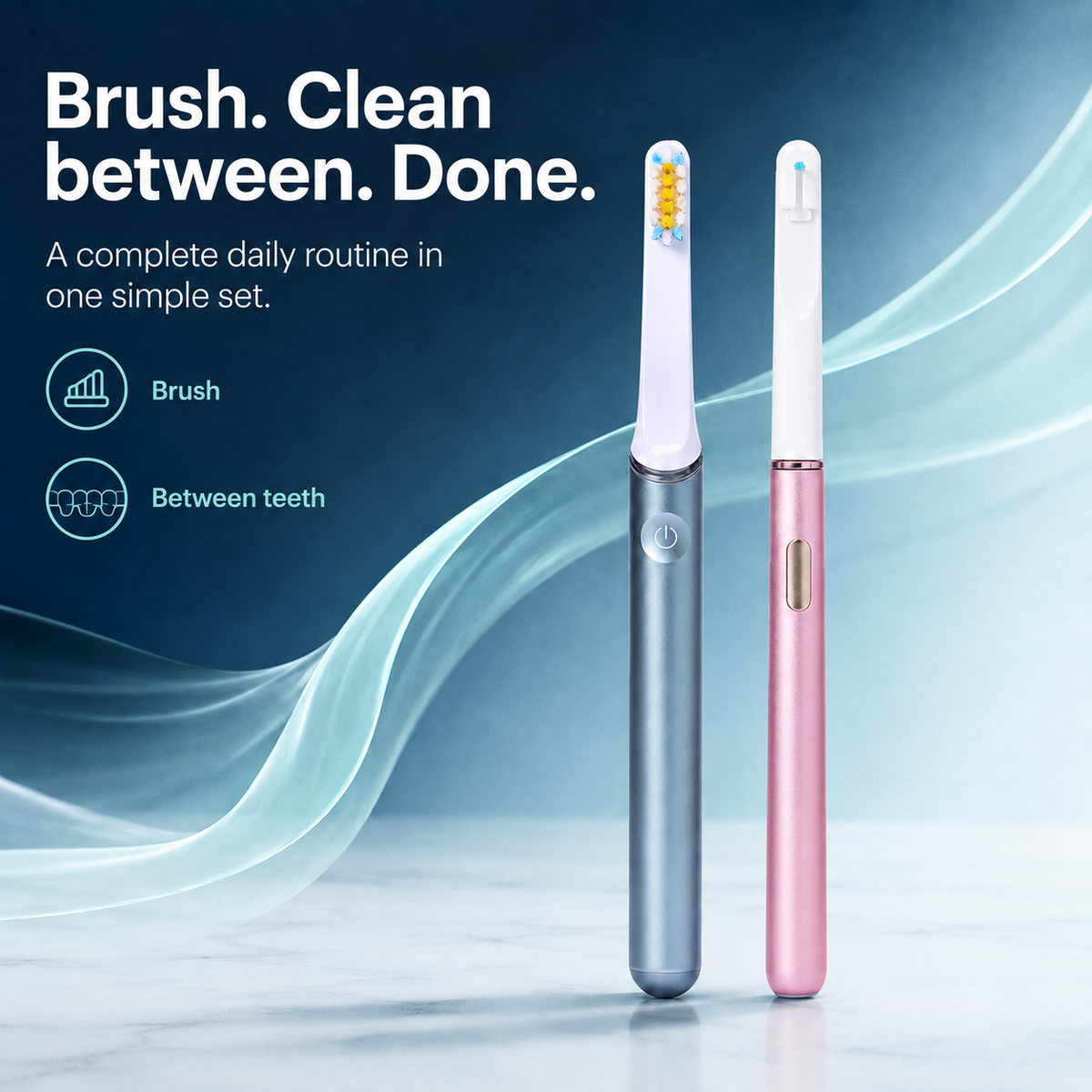 Smile-O Flow - Slim Electric Toothbrush and Flosser Set – Sonic Toothbrush for Travel, Plaque Remover for Teeth