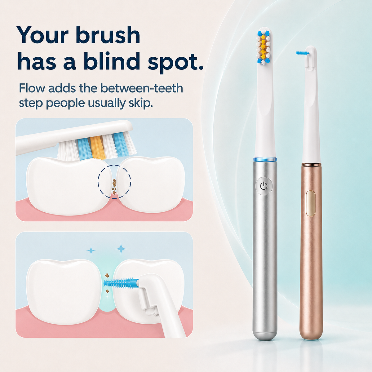 Smile-O Flow - Slim Electric Toothbrush and Flosser Set – Sonic Toothbrush for Travel, Plaque Remover for Teeth