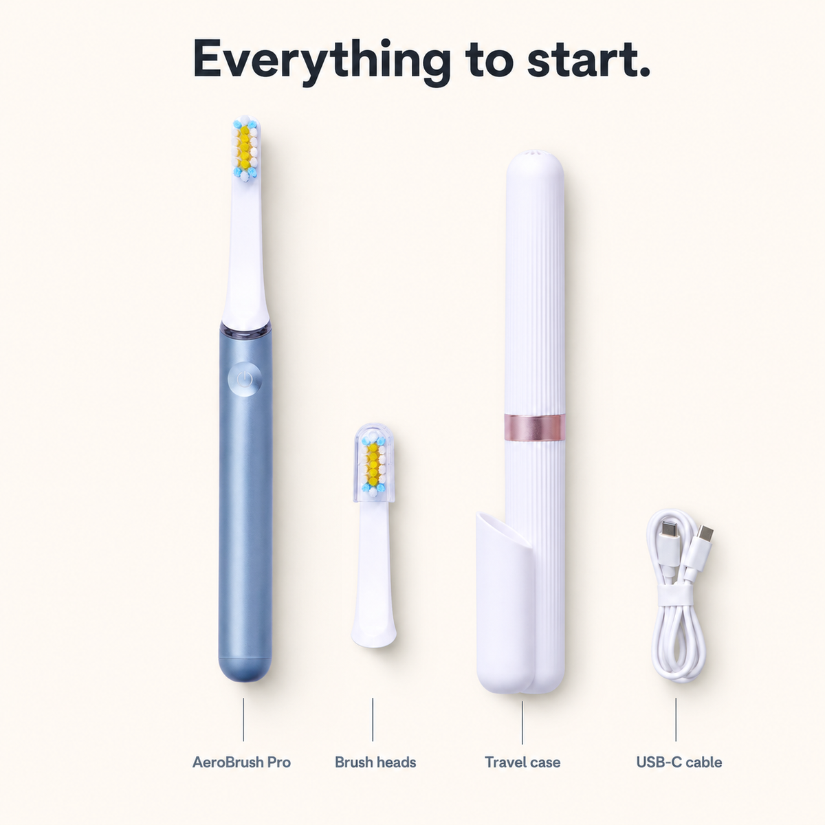 Smile-O AeroBrush Pro - Portable Sonic Electric Toothbrush – Slim Aluminium Body, Made for Travel, DuPont Bristles