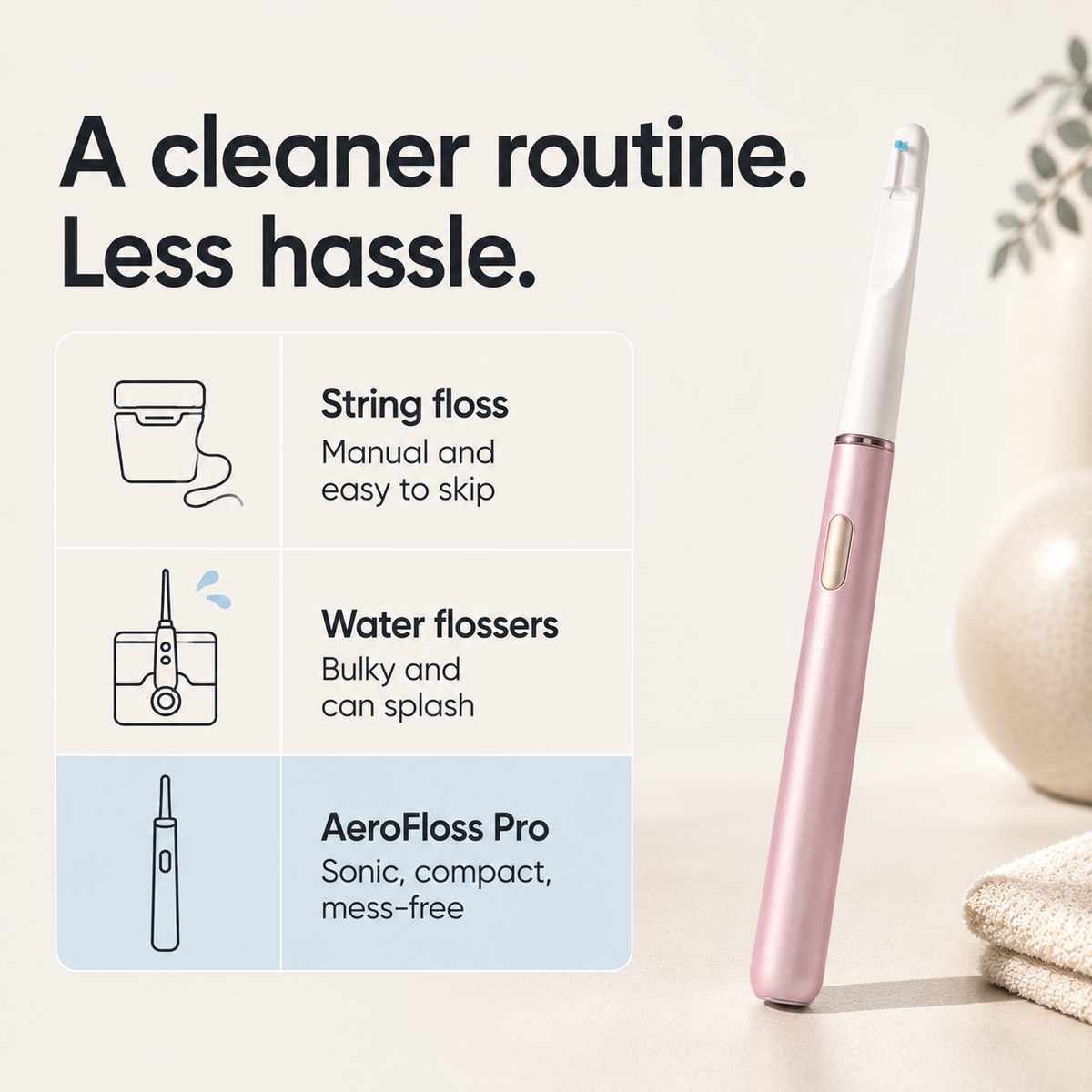 Smile-O AeroFloss Pro - Plaque Remover for Teeth – Sonic Electric Flosser for Adults, Interdental Brush
