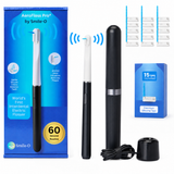 Smile-O AeroFloss Pro black electric flosser box with charging dock and 15 silicone tips