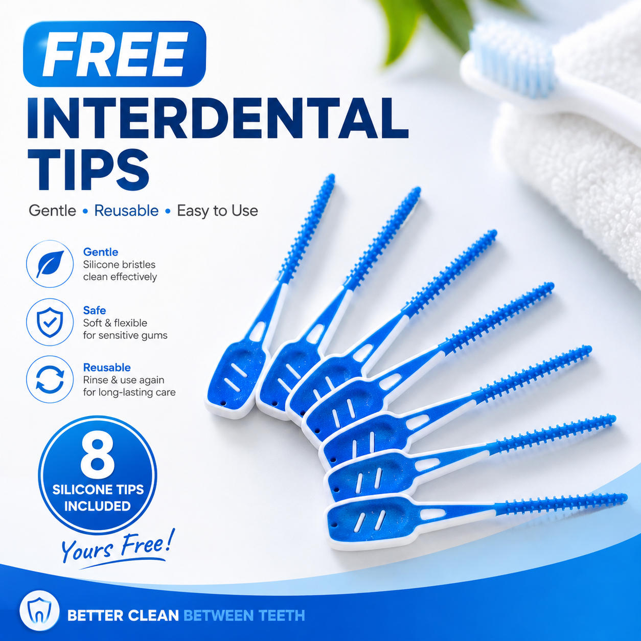 Silicone Interdental Brush TIps - Premium Dental Floss Portable Toothpick Anti-Bacterial Oral Care Cleaning