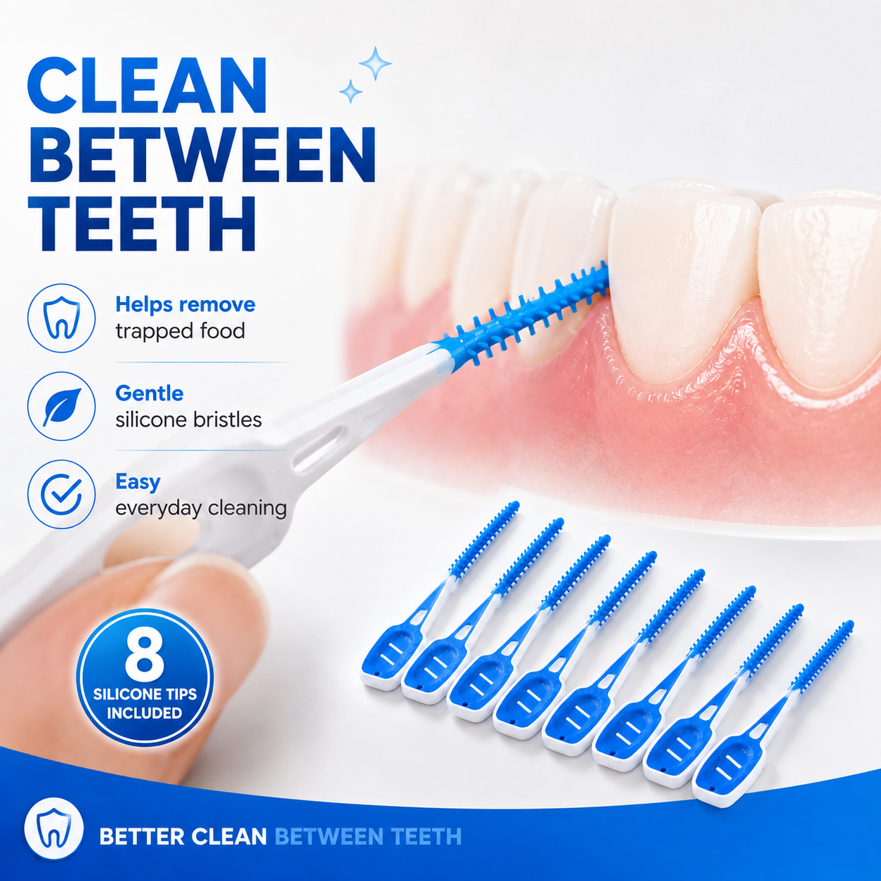 Silicone Interdental Brush TIps - Premium Dental Floss Portable Toothpick Anti-Bacterial Oral Care Cleaning