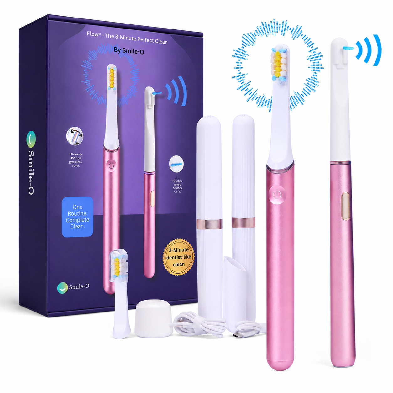 Smile-O Flow - Slim Electric Toothbrush and Flosser Set – Sonic Toothbrush for Travel, Plaque Remover for Teeth