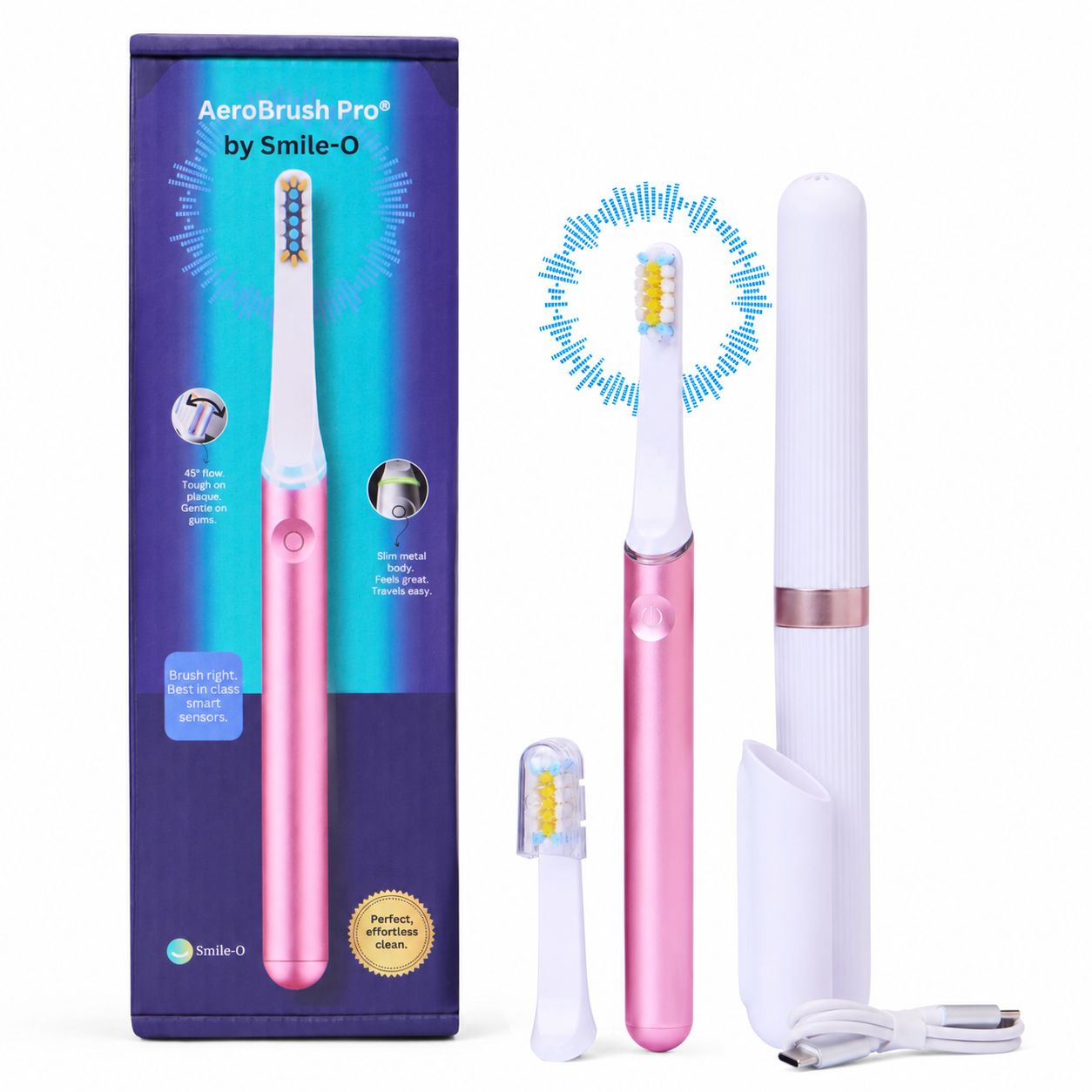Smile-O Aerobrush, Slim Portable Sonic Electric Toothbrush, For Travel