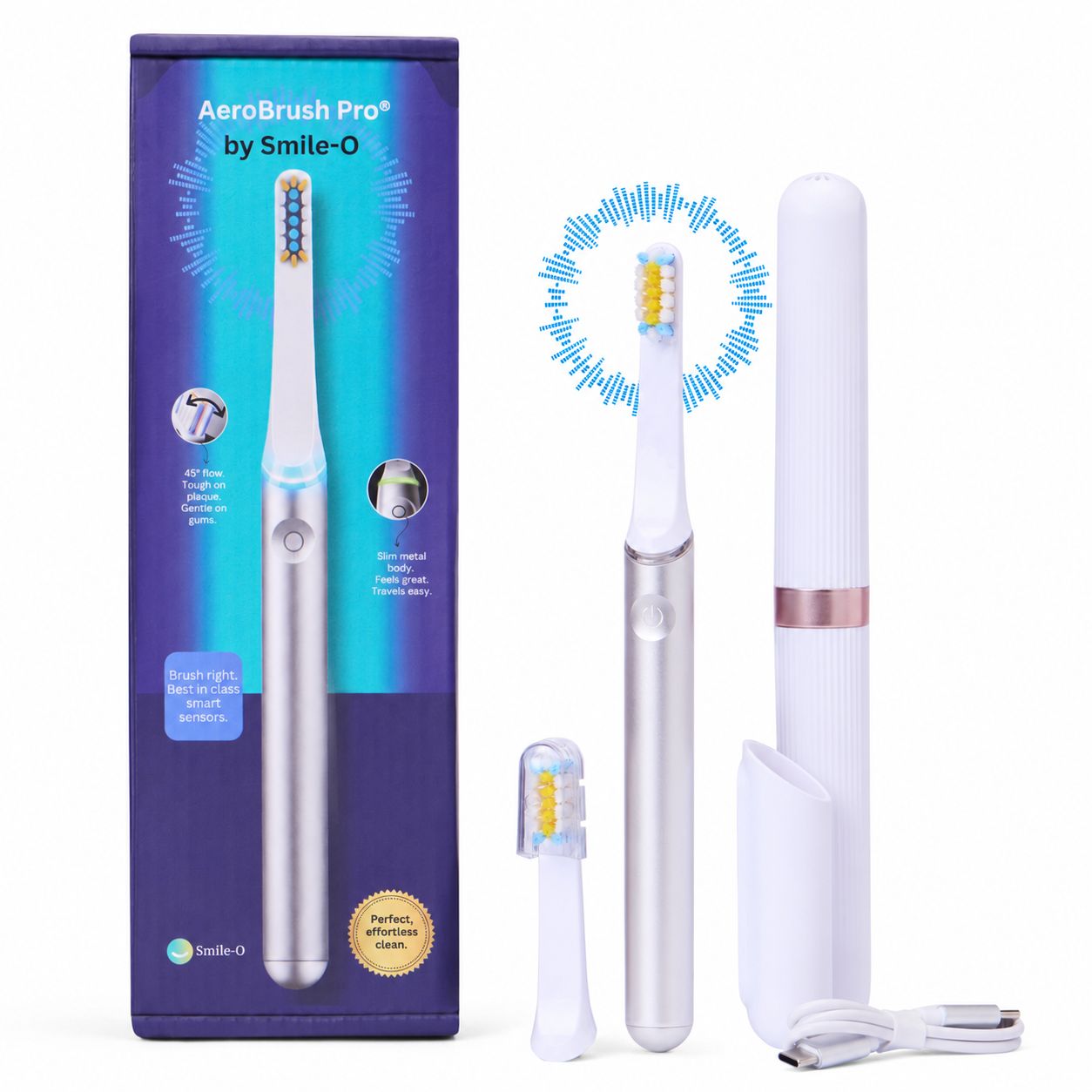 Smile-O Aerobrush, Slim Portable Sonic Electric Toothbrush, For Travel