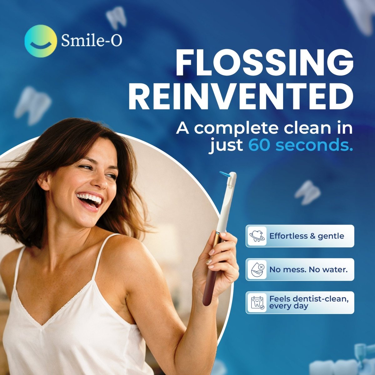 AeroFloss Pro electric interdental flosser features – soft brush tips for healthy teeth and gums