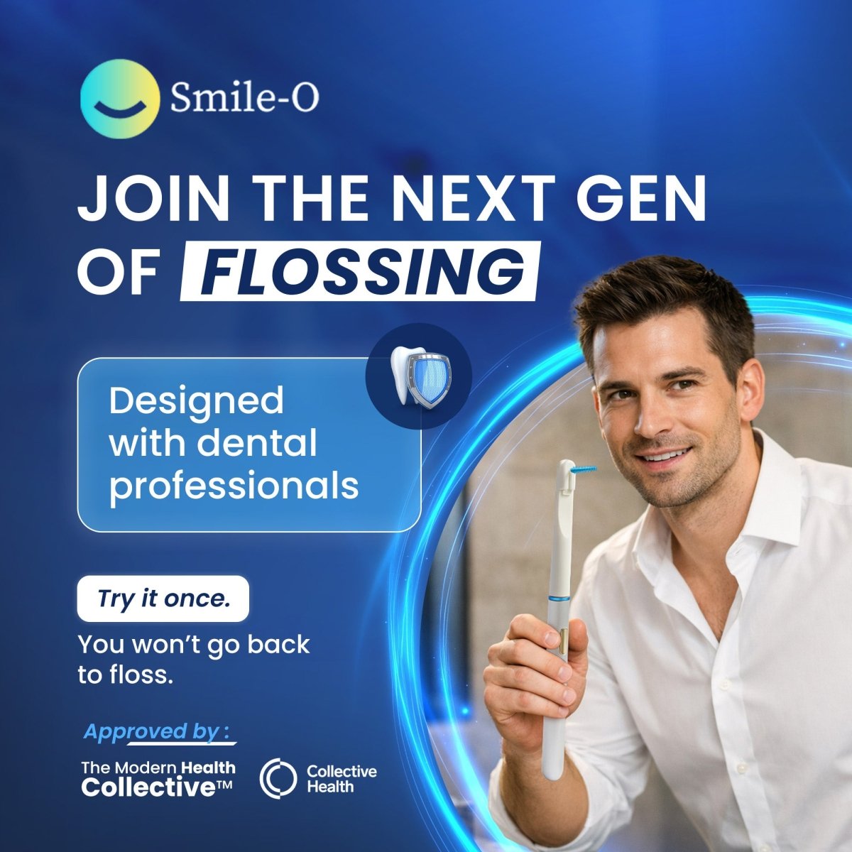AeroFloss Pro sonic electric flosser – removes plaque between teeth in 60 seconds
