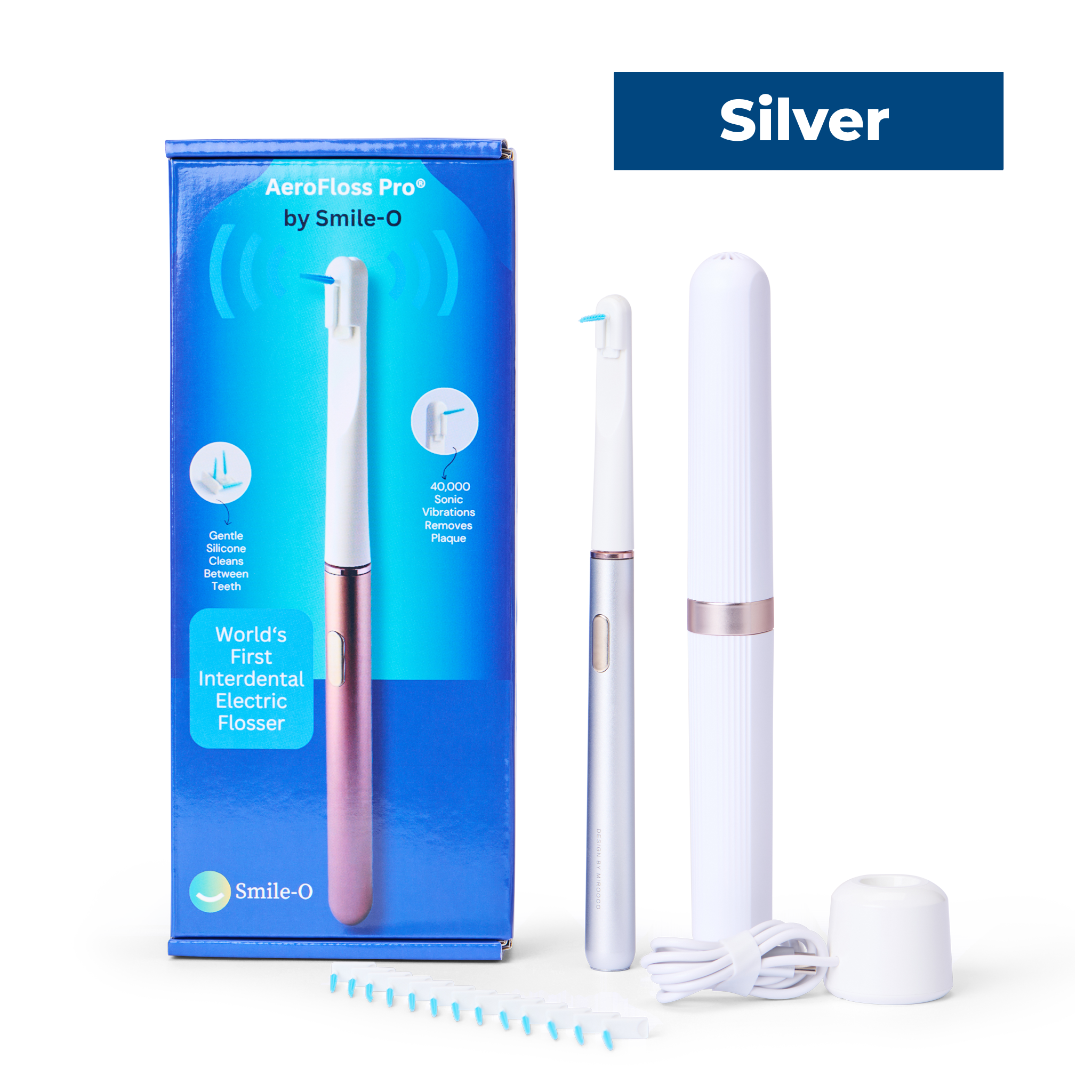 Smile-O AeroFloss Pro® Electric Flosser for Teeth, Interdental Brushes, Travel Case + Tips Inc