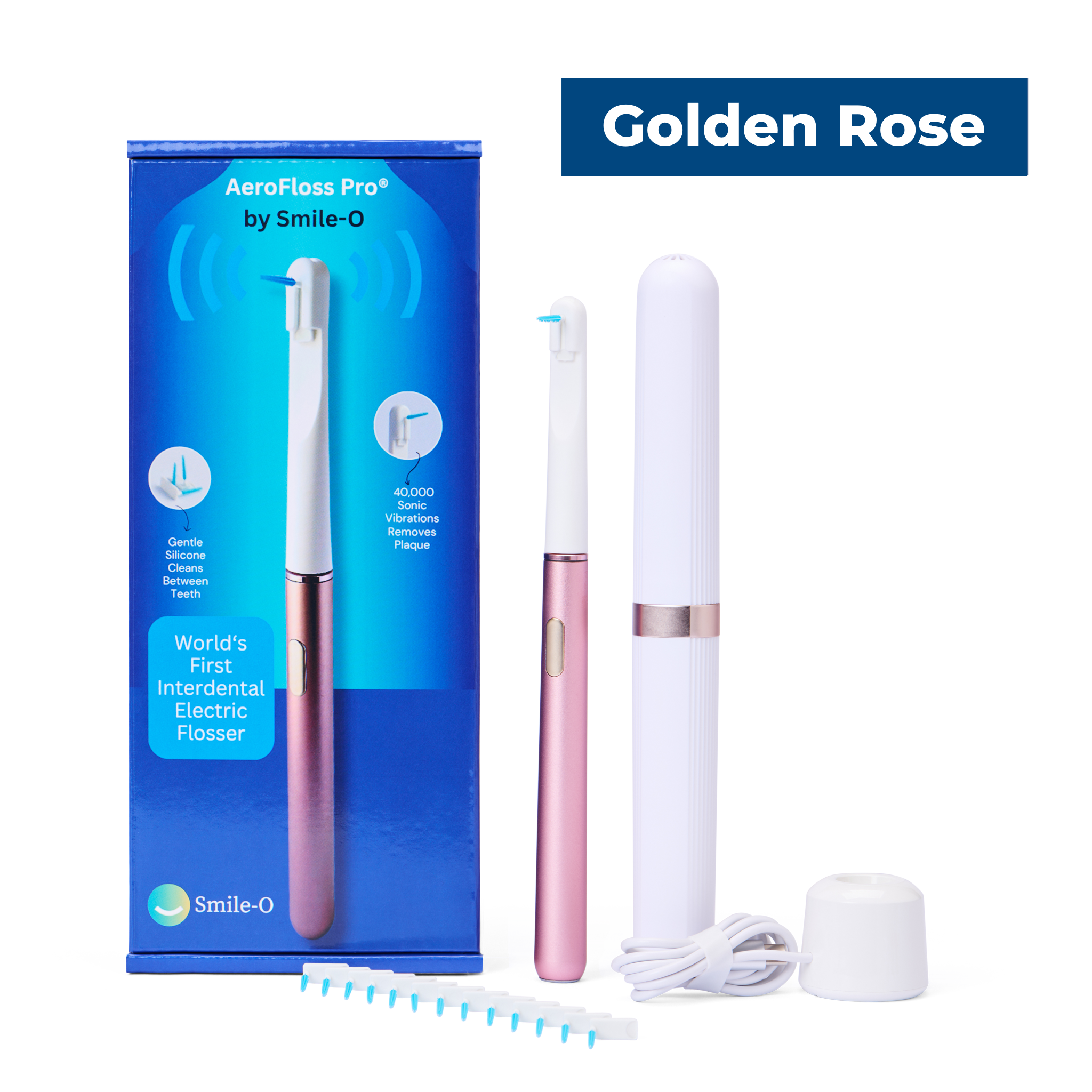 Smile-O AeroFloss Pro® Electric Flosser for Teeth, Interdental Brushes, Travel Case + Tips Inc