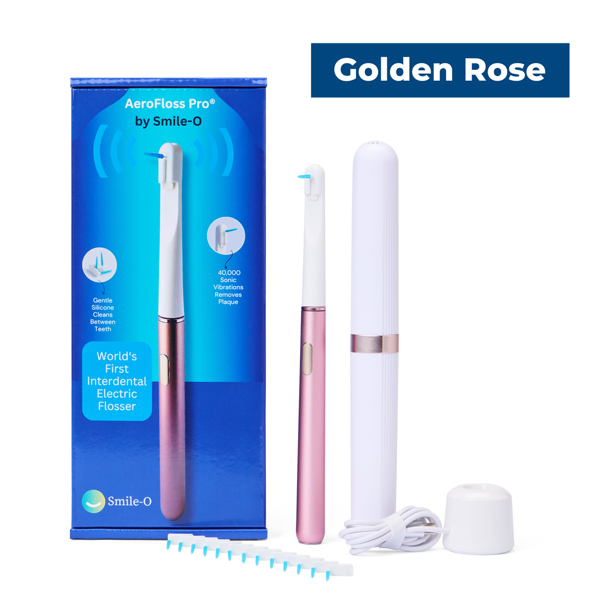 Smile-O AeroFloss Pro® Electric Flosser for Teeth, Interdental Brushes, Travel Case + Tips Inc