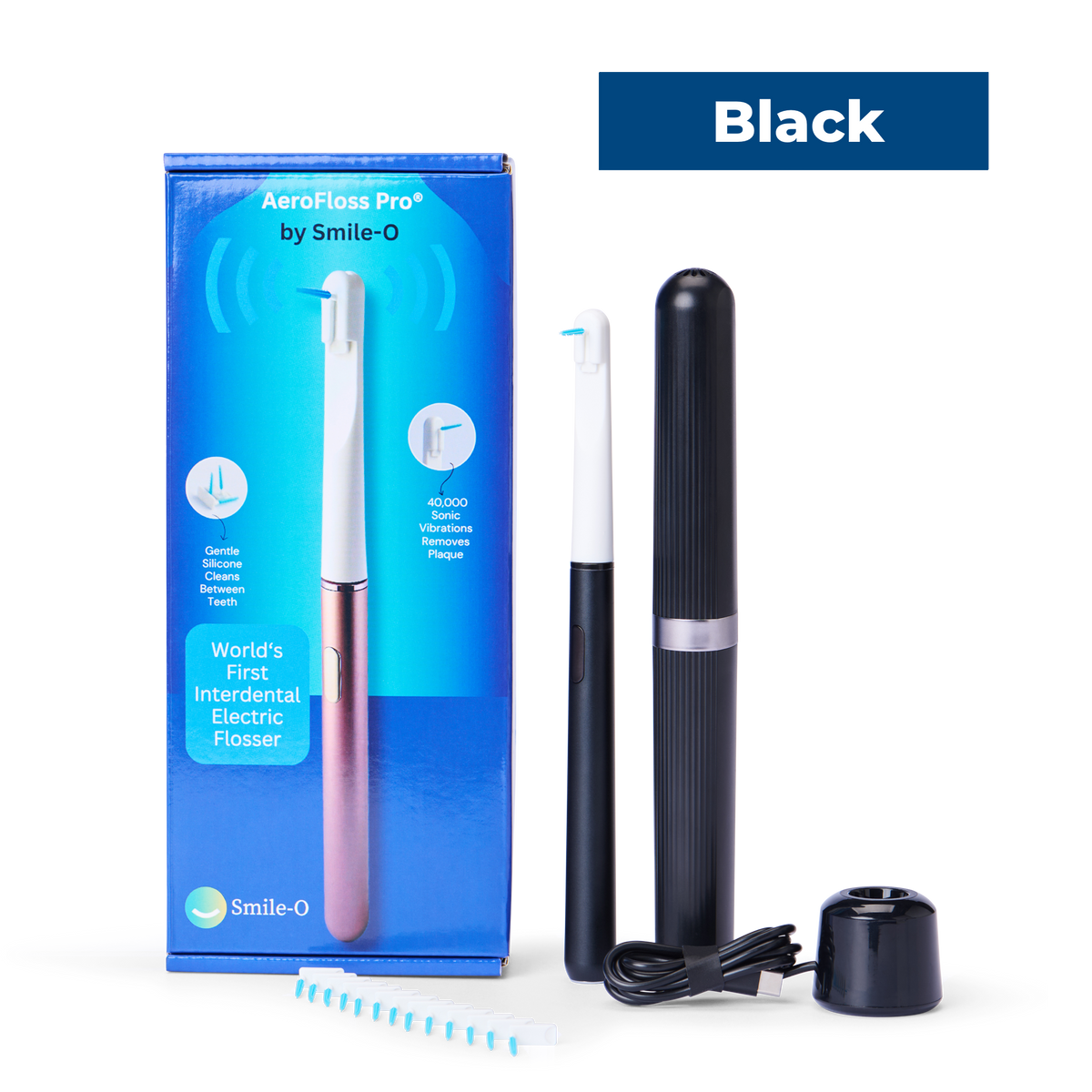 Smile-O AeroFloss Pro® Electric Flosser for Teeth, Interdental Brushes, Travel Case + Tips Inc